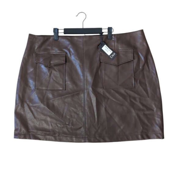 NWT Dex Faux Vegan Leather Retro Mod 60s Vintage Style Preppy Pocket Skirt 2X - Picture 2 of 7